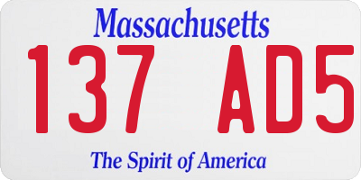 MA license plate 137AD5