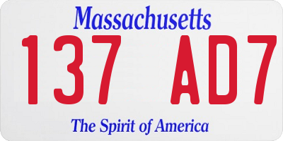 MA license plate 137AD7