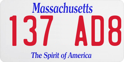 MA license plate 137AD8