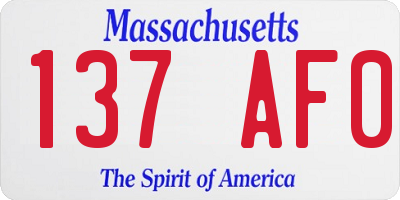 MA license plate 137AF0