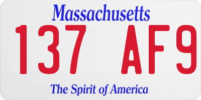 MA license plate 137AF9