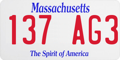 MA license plate 137AG3