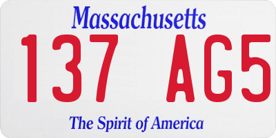 MA license plate 137AG5