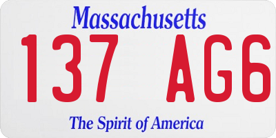 MA license plate 137AG6