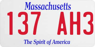 MA license plate 137AH3