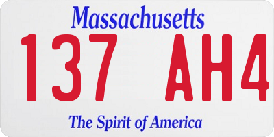 MA license plate 137AH4