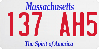 MA license plate 137AH5