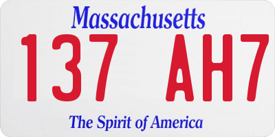 MA license plate 137AH7