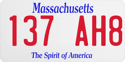 MA license plate 137AH8