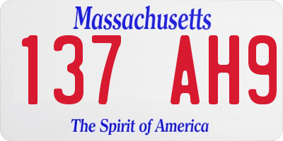 MA license plate 137AH9
