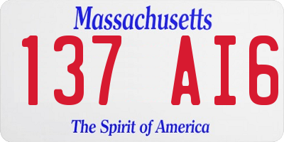 MA license plate 137AI6