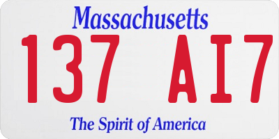 MA license plate 137AI7