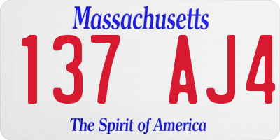 MA license plate 137AJ4
