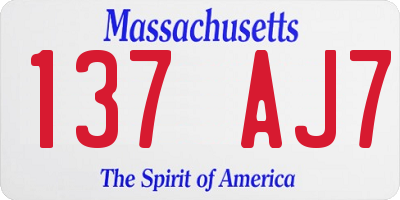MA license plate 137AJ7