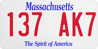MA license plate 137AK7