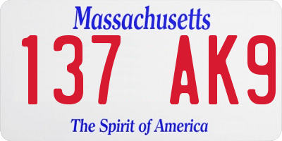 MA license plate 137AK9