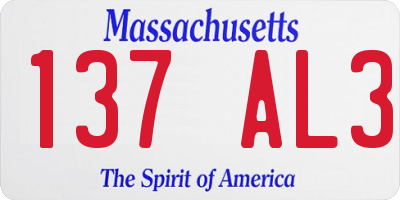 MA license plate 137AL3
