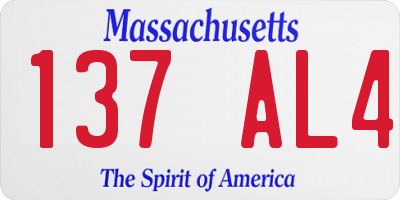 MA license plate 137AL4