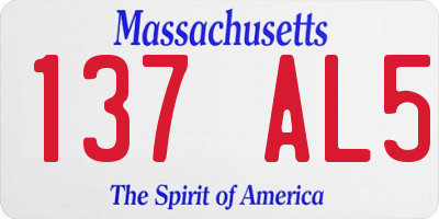 MA license plate 137AL5