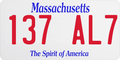 MA license plate 137AL7