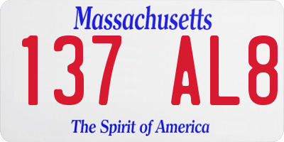 MA license plate 137AL8