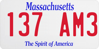 MA license plate 137AM3