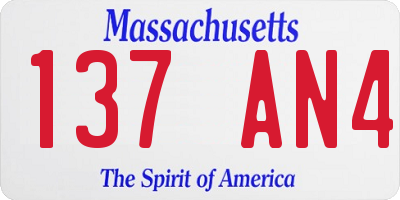 MA license plate 137AN4