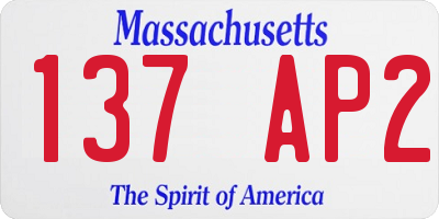MA license plate 137AP2