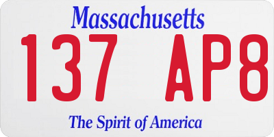 MA license plate 137AP8
