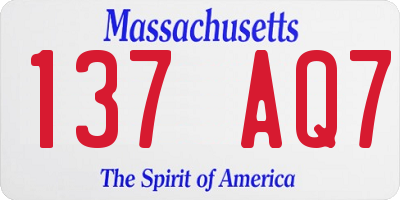 MA license plate 137AQ7