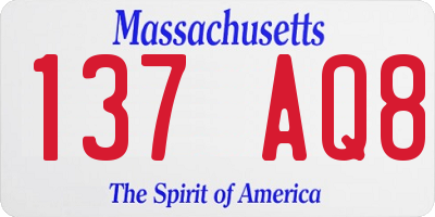 MA license plate 137AQ8