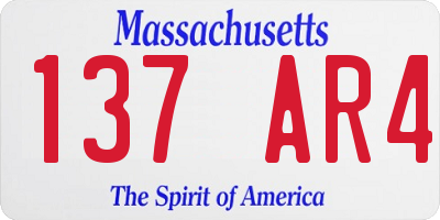 MA license plate 137AR4
