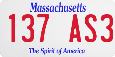 MA license plate 137AS3