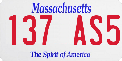 MA license plate 137AS5