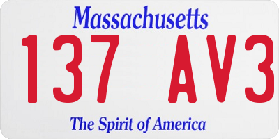 MA license plate 137AV3