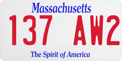 MA license plate 137AW2