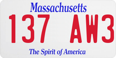 MA license plate 137AW3