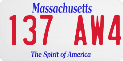 MA license plate 137AW4