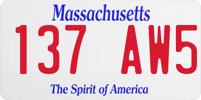 MA license plate 137AW5