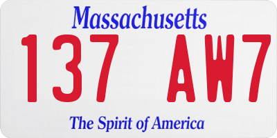 MA license plate 137AW7