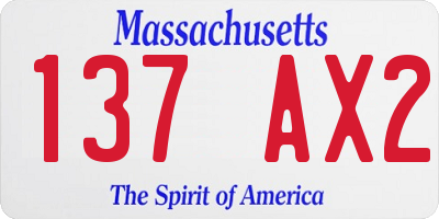 MA license plate 137AX2