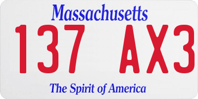 MA license plate 137AX3