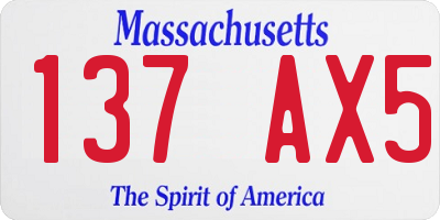 MA license plate 137AX5