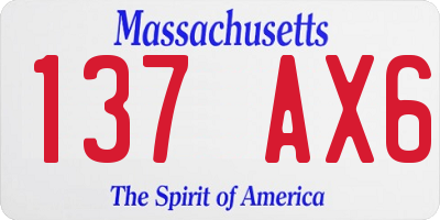 MA license plate 137AX6