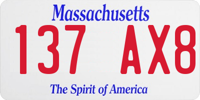 MA license plate 137AX8