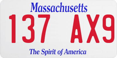 MA license plate 137AX9