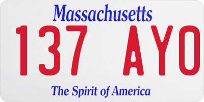 MA license plate 137AY0