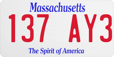 MA license plate 137AY3