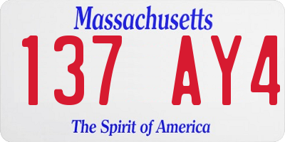 MA license plate 137AY4