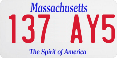 MA license plate 137AY5